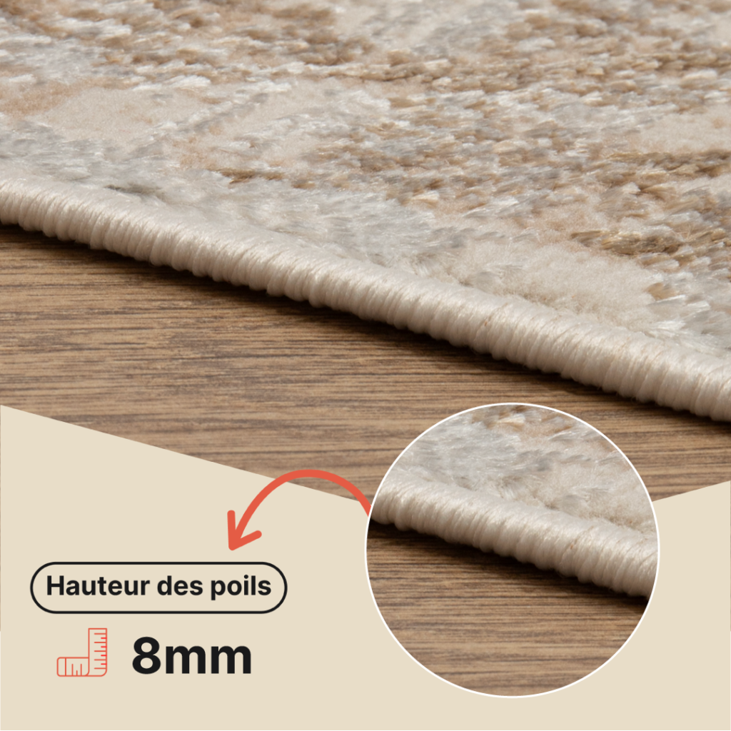 Tapis Crystal Crème Marron Moucheté Lignes Effet 3D