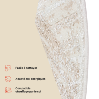 Tapis Crystal Rond Crème Marron Moucheté Lignes