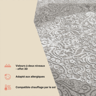 Tapis Ares Gris Vintage Médaillon
