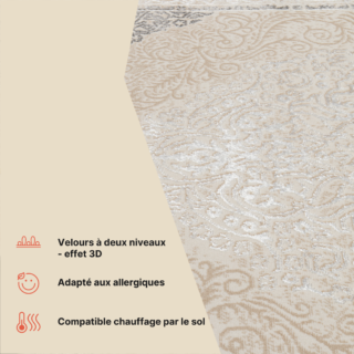 Tapis Ares Crème Gris Vintage Médaillon