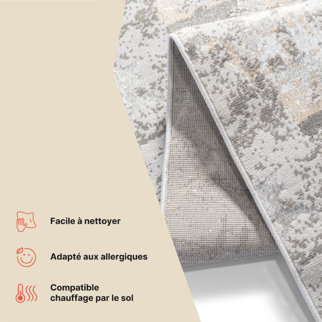 Tapis de Couloir Crystal Gris Foncé Beige Moderne