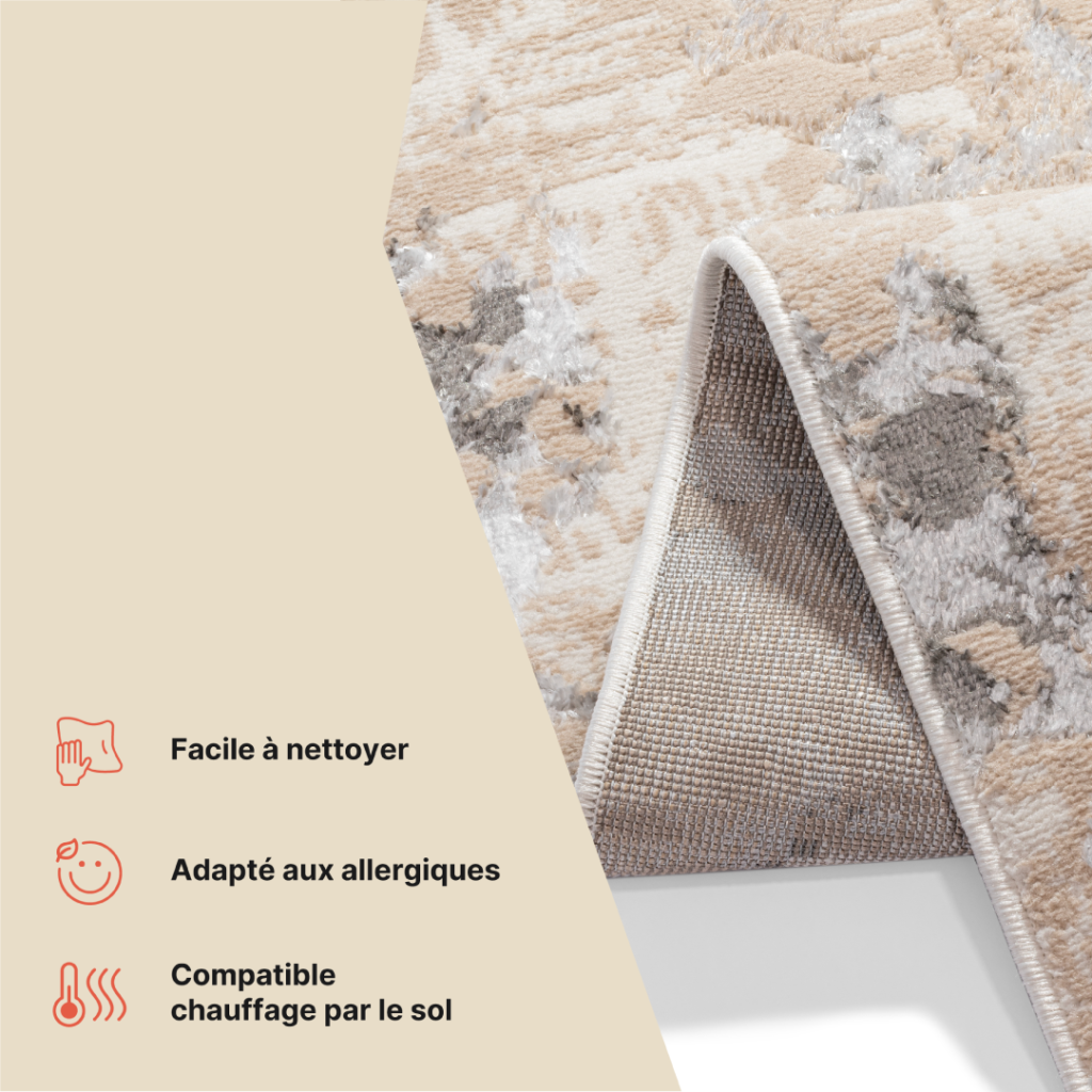 Tapis de Couloir Crystal Beige Gris Abstrait