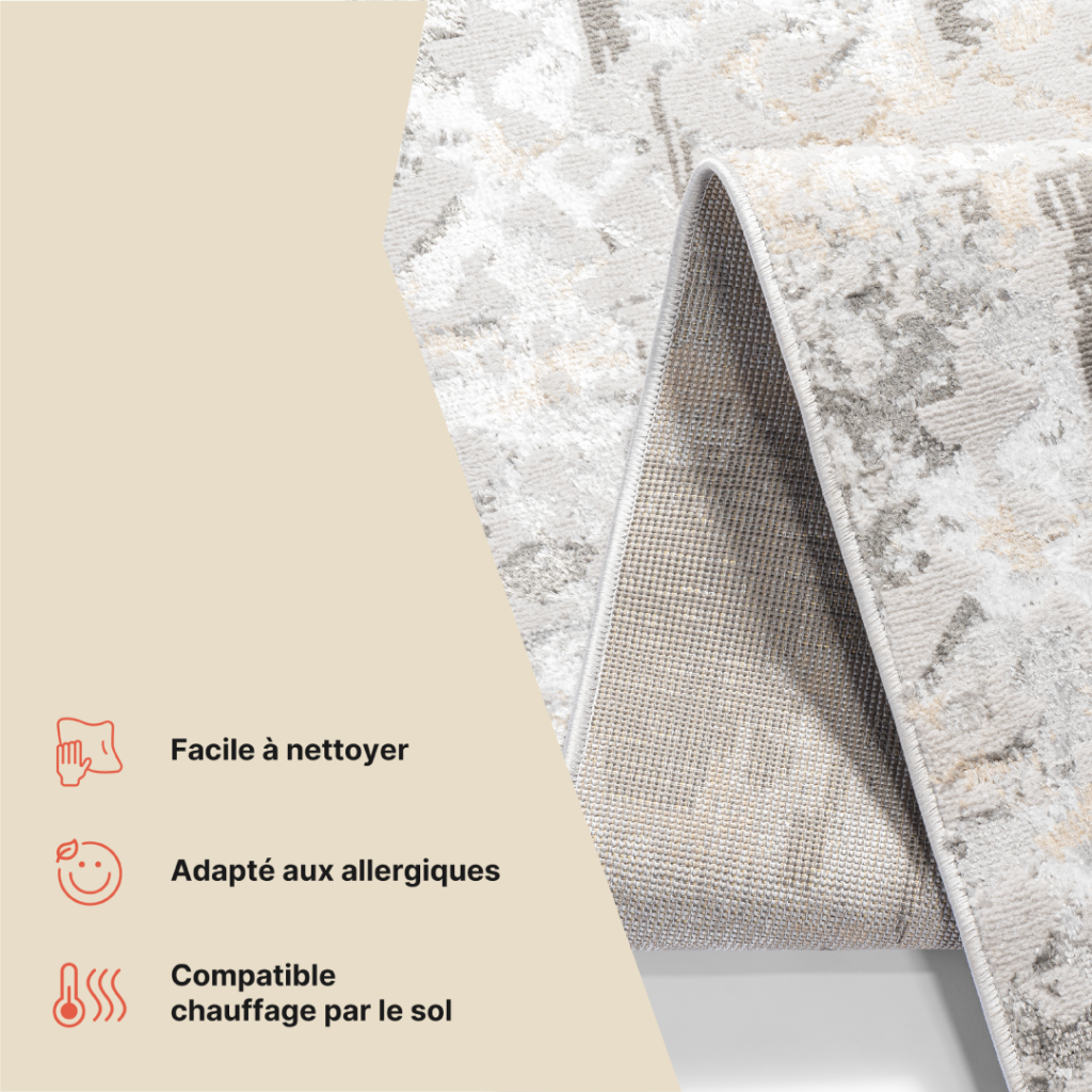 Tapis de Couloir Crystal Gris Foncé Beige Abstrait
