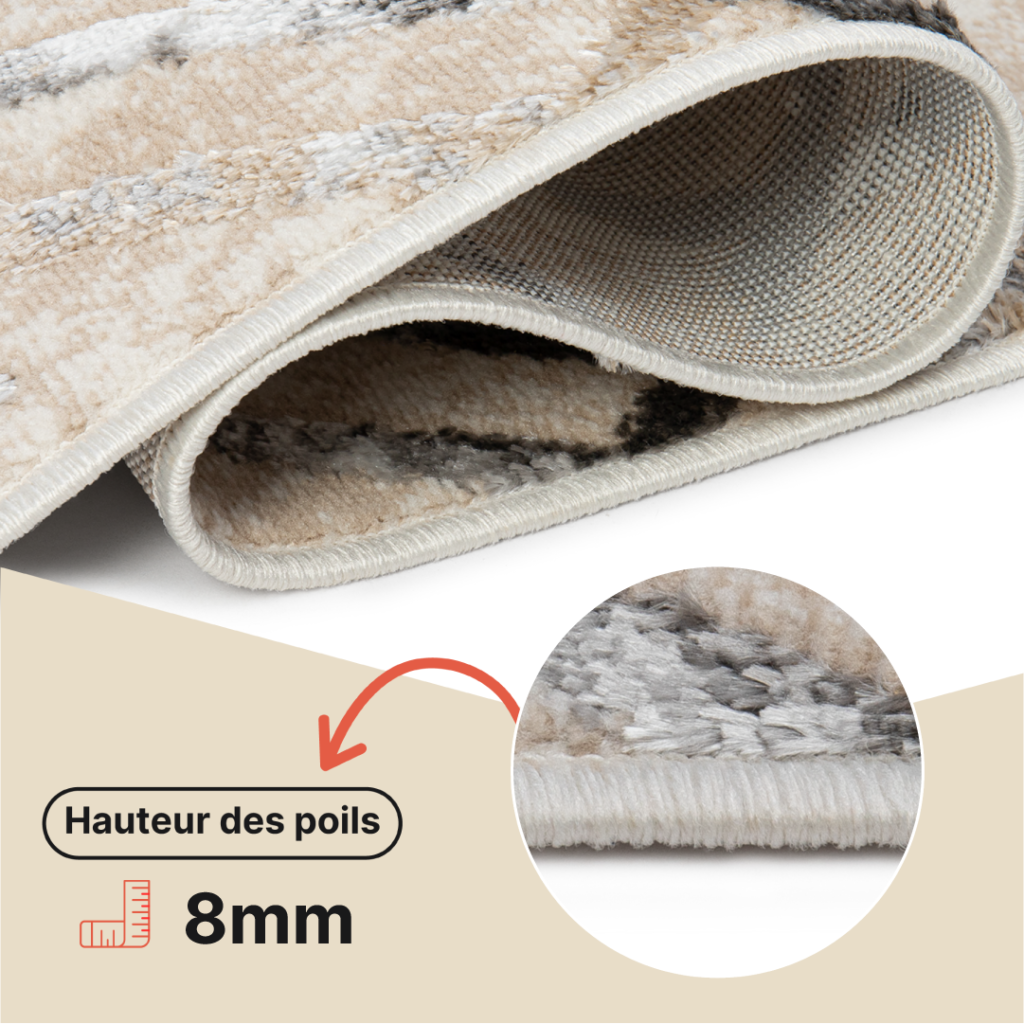 Tapis de Couloir Crystal Beige Gris Zigzag