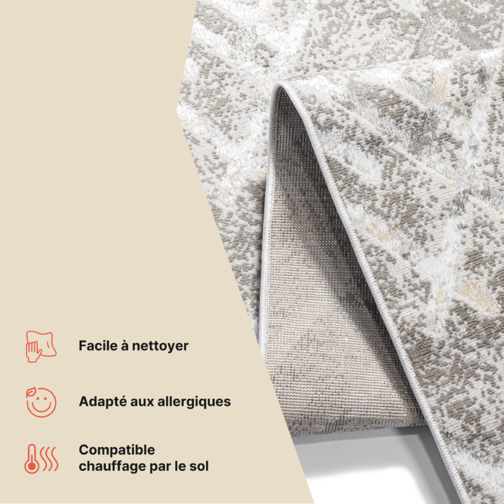 Tapis de Couloir Crystal Gris Beige Zigzag