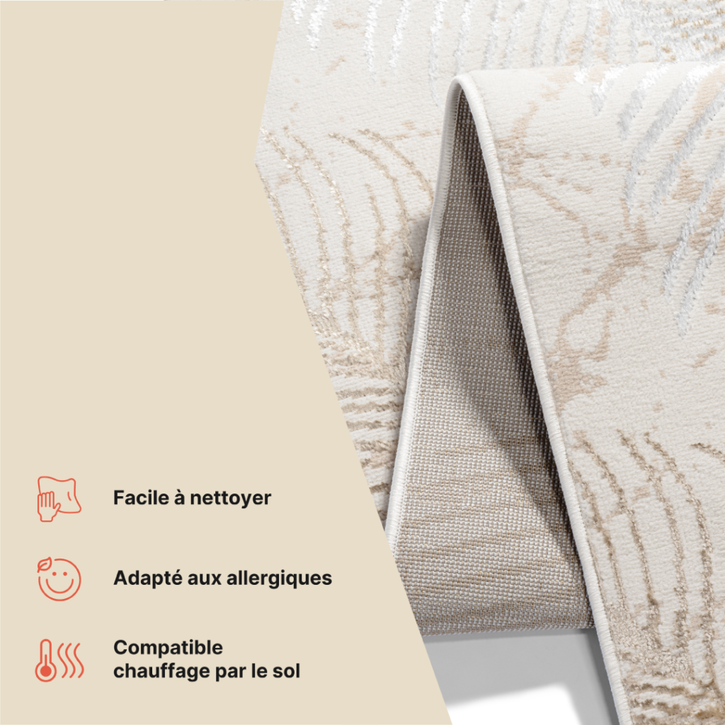 Tapis de Couloir Crystal Beige Marron Feuilles