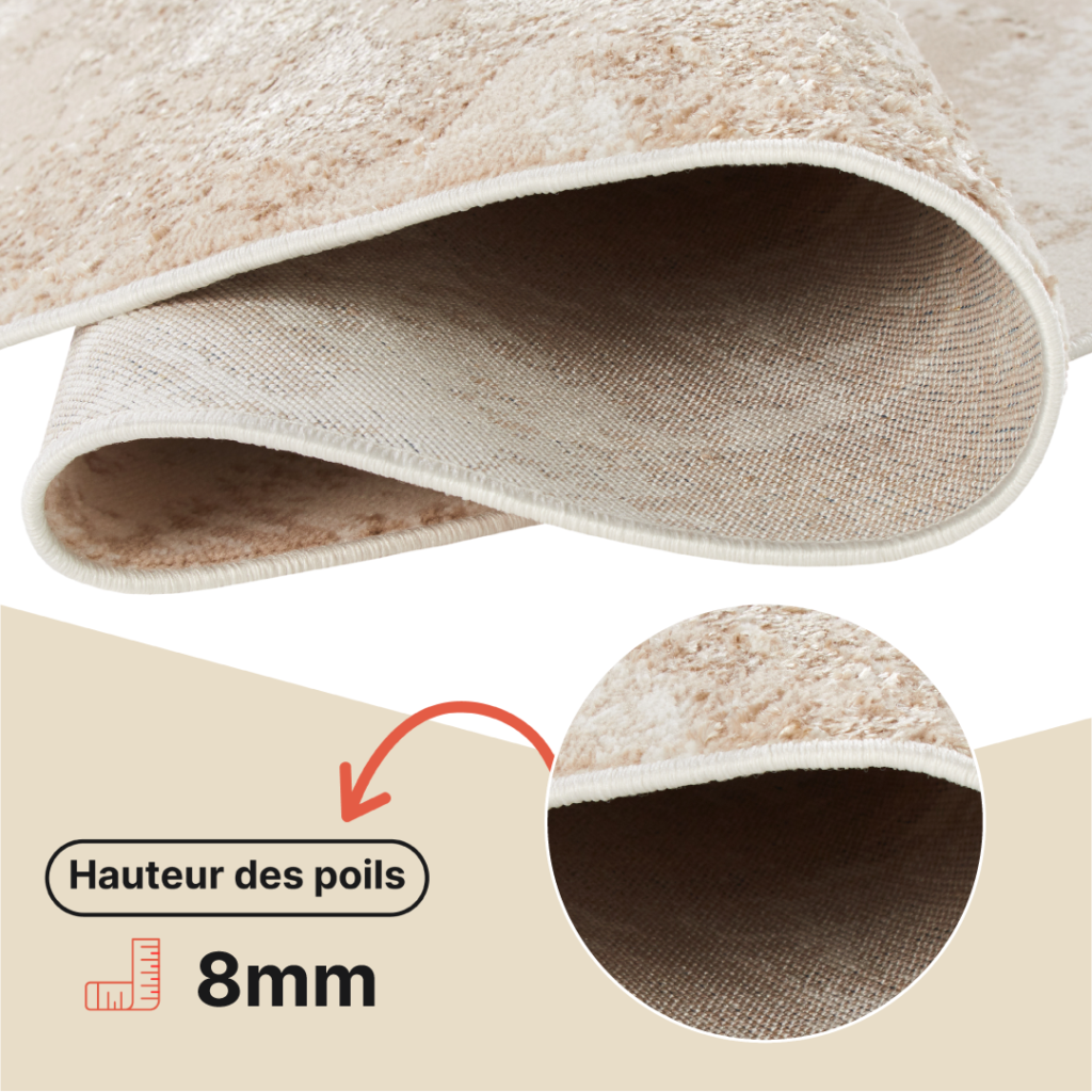 Tapis Crystal Rond Marron Beige Marbre