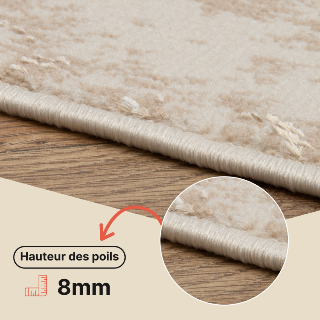 Tapis Crystal Marron Beige Marbre Effet 3D