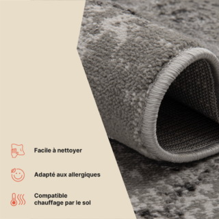 Tapis Crystal Gris Clair Marbre Effet 3D