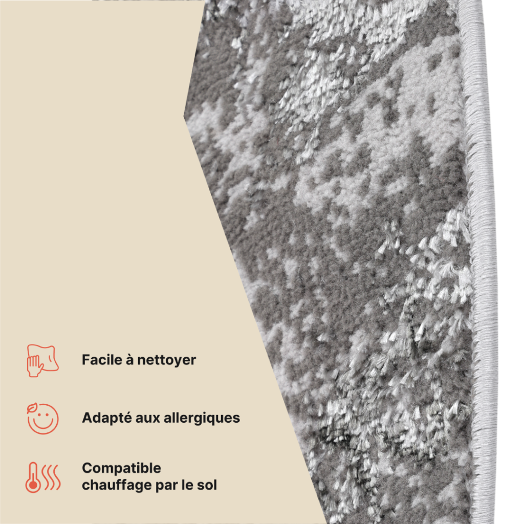 Tapis Crystal Rond Gris Clair Marbre