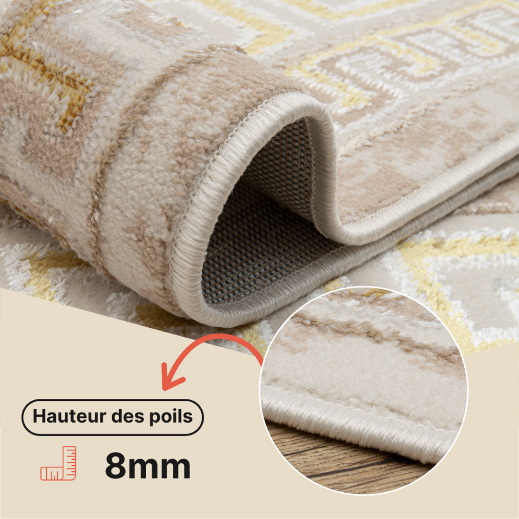 Tapis Ares Or Beige Bordure Abstrait