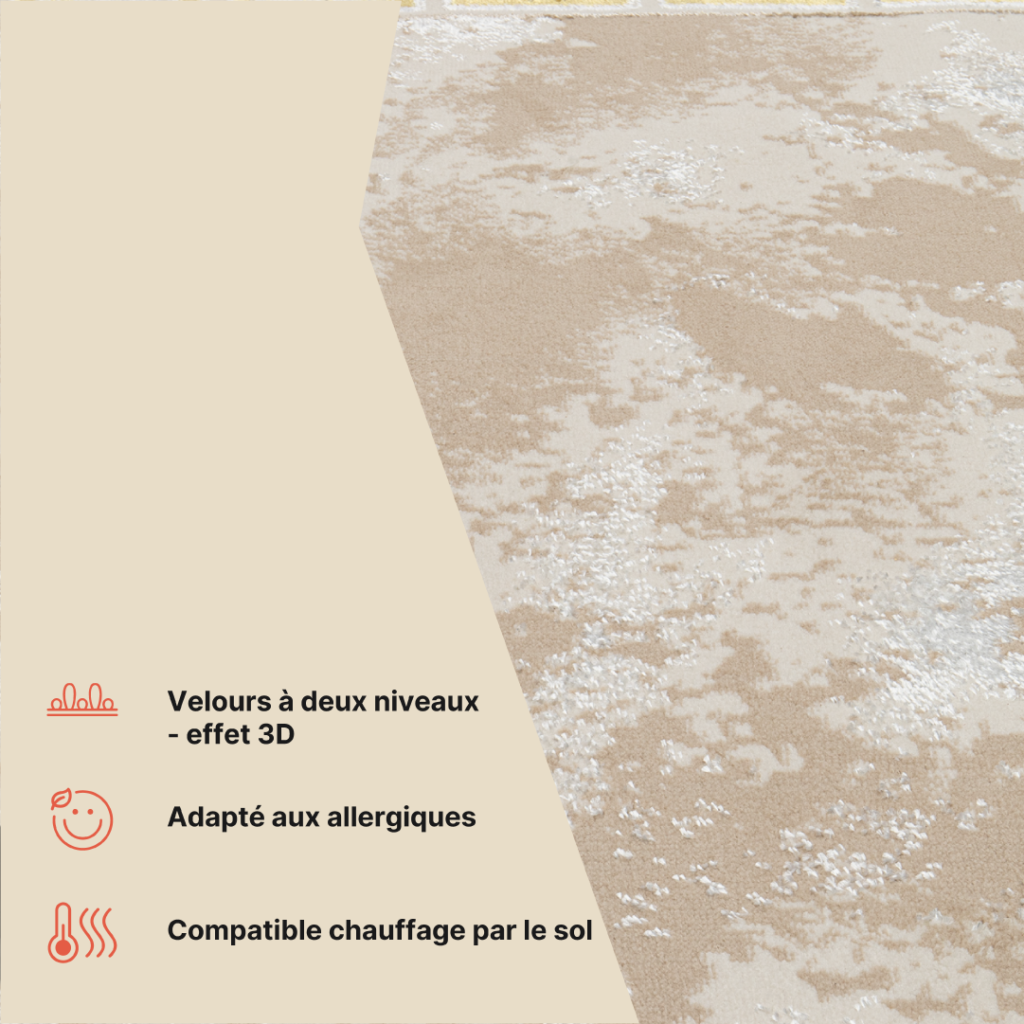 Tapis Ares Or Beige Bordure Abstrait
