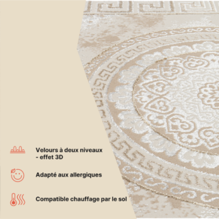 Tapis Ares Or Marron Ornamental Médaillon