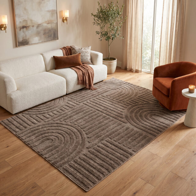 Tapis Linea 3D Taupe Patchwork