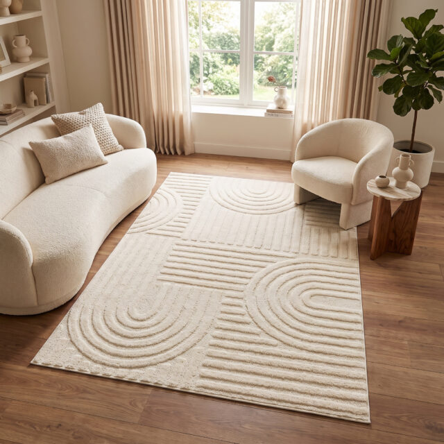 Tapis Linea 3D Crème Patchwork