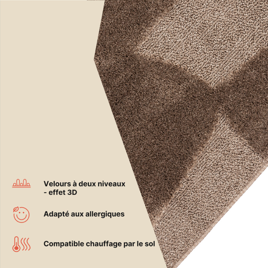 Tapis Relievo 3D Taupe Abstrait