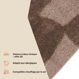 Tapis Relievo 3D Taupe Abstrait