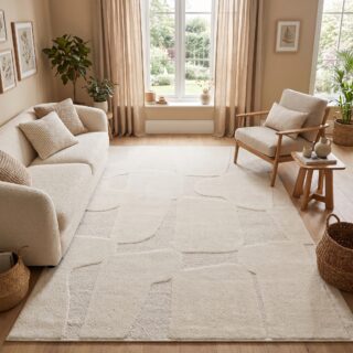 Tapis Relievo 3D Crème Abstrait