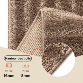 Tapis Relievo 3D Taupe à Rayures