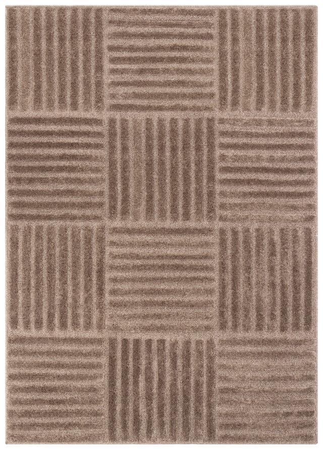 Tapis Relievo 3D Taupe à Rayures