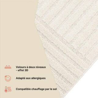 Tapis Relievo 3D Crème à Rayures