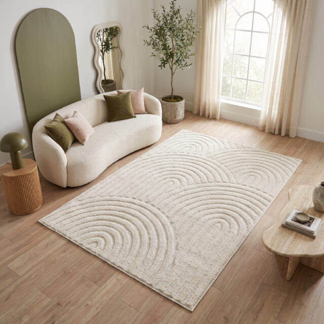 Tapis Linea 3D Crème Vagues