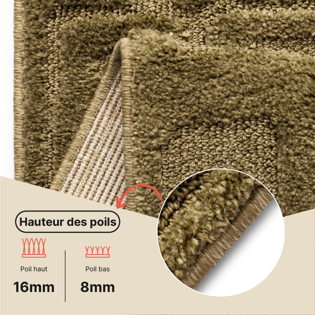 Tapis Relievo 3D Olive Géométrique