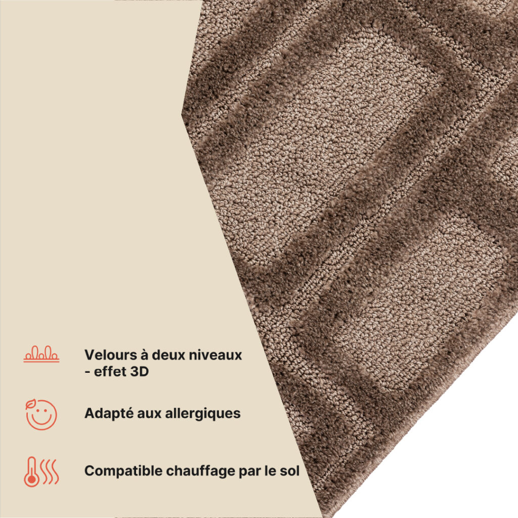 Tapis Relievo 3D Taupe Géométrique