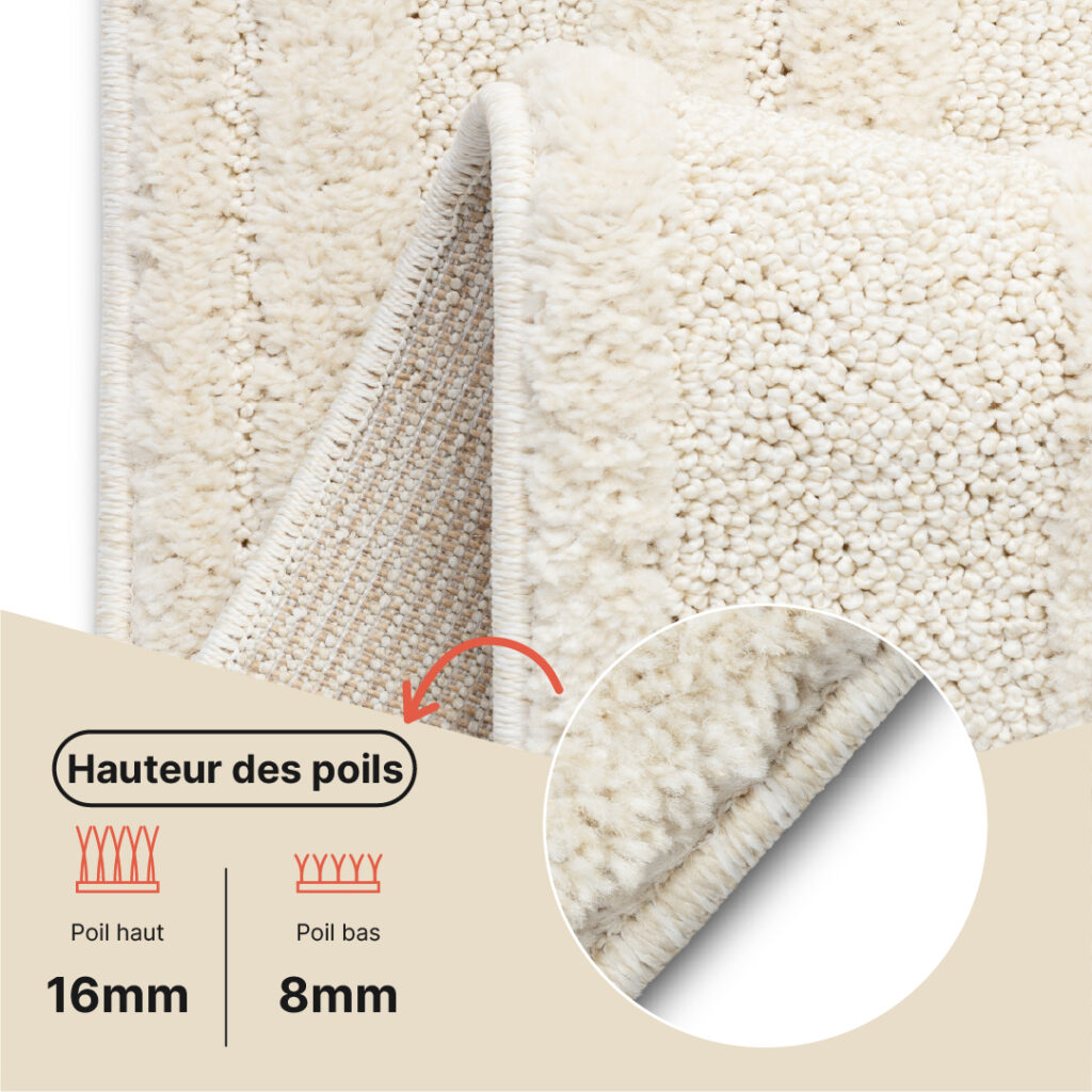 Tapis Relievo 3D Crème Géométrique