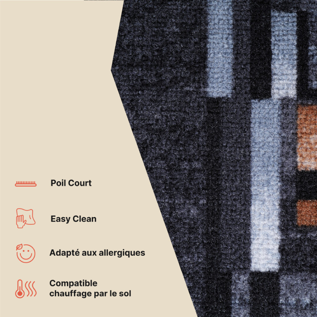 Tapis de couloir Antidérapant Graphite Bordure