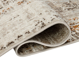 Tapis Retro Gris Roux Bleu Lignes Moderne