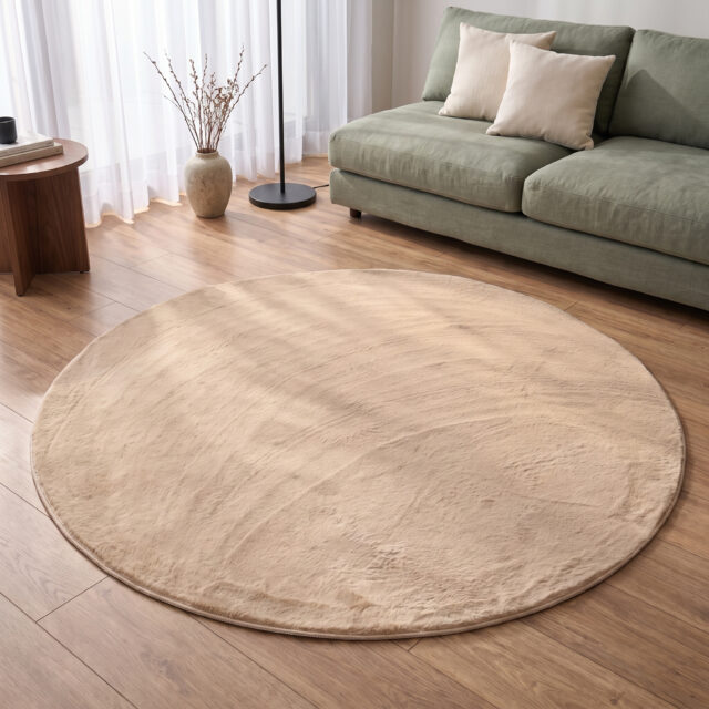 Tapis Lumi Rond Beige Antidérapant