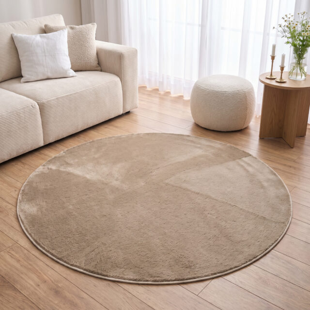 Tapis Lumi Rond Marron Antidérapant