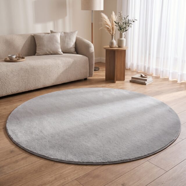 Tapis Lumi Rond Gris Clair Antidérapant