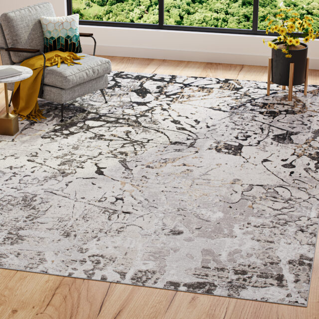 Tapis Golden Gris Crème Abstrait