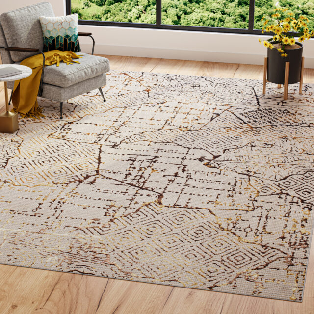 Tapis Golden Crème Or Patchwork