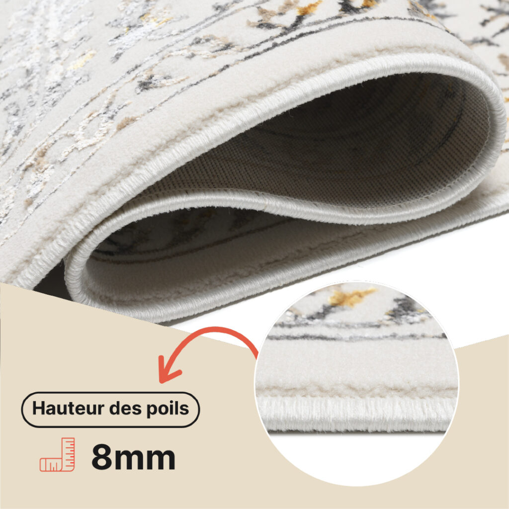 Tapis Golden Crème Or Gris Vintage Cadre