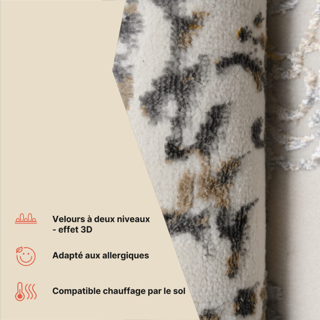 Tapis Golden Crème Or Gris Vintage Cadre