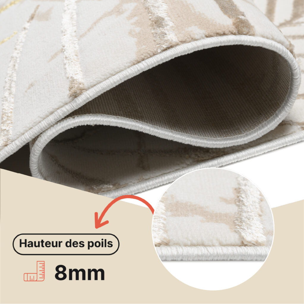 Tapis Golden Crème Or Marron Feuilles
