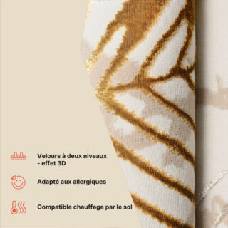 Tapis Golden Crème Or Marron Feuilles