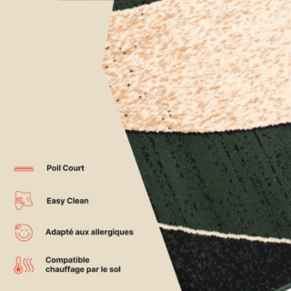 Tapis Dream Moderne Vert Foncé Beige Vagues