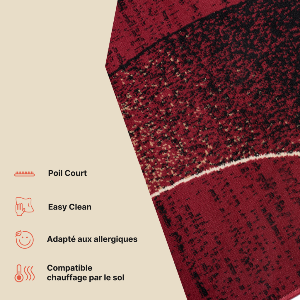 Tapis Dream Moderne Rouge Beige Vagues