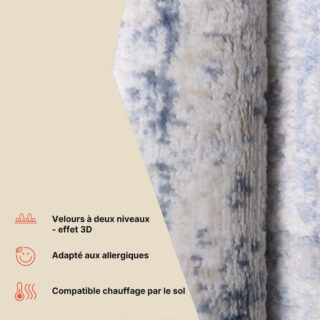Tapis Sky Bleu Crème Abstrait Rayures