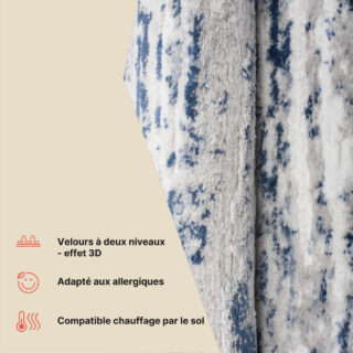 Tapis Sky Bleu Crème Moderne Lignes