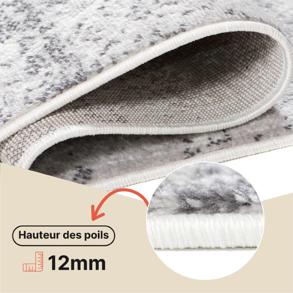 Tapis Sky Gris Vintage Floral Rayures