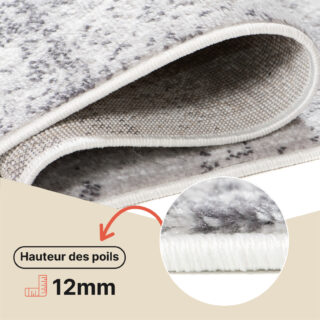 Tapis Sky Gris Vintage Floral Rayures
