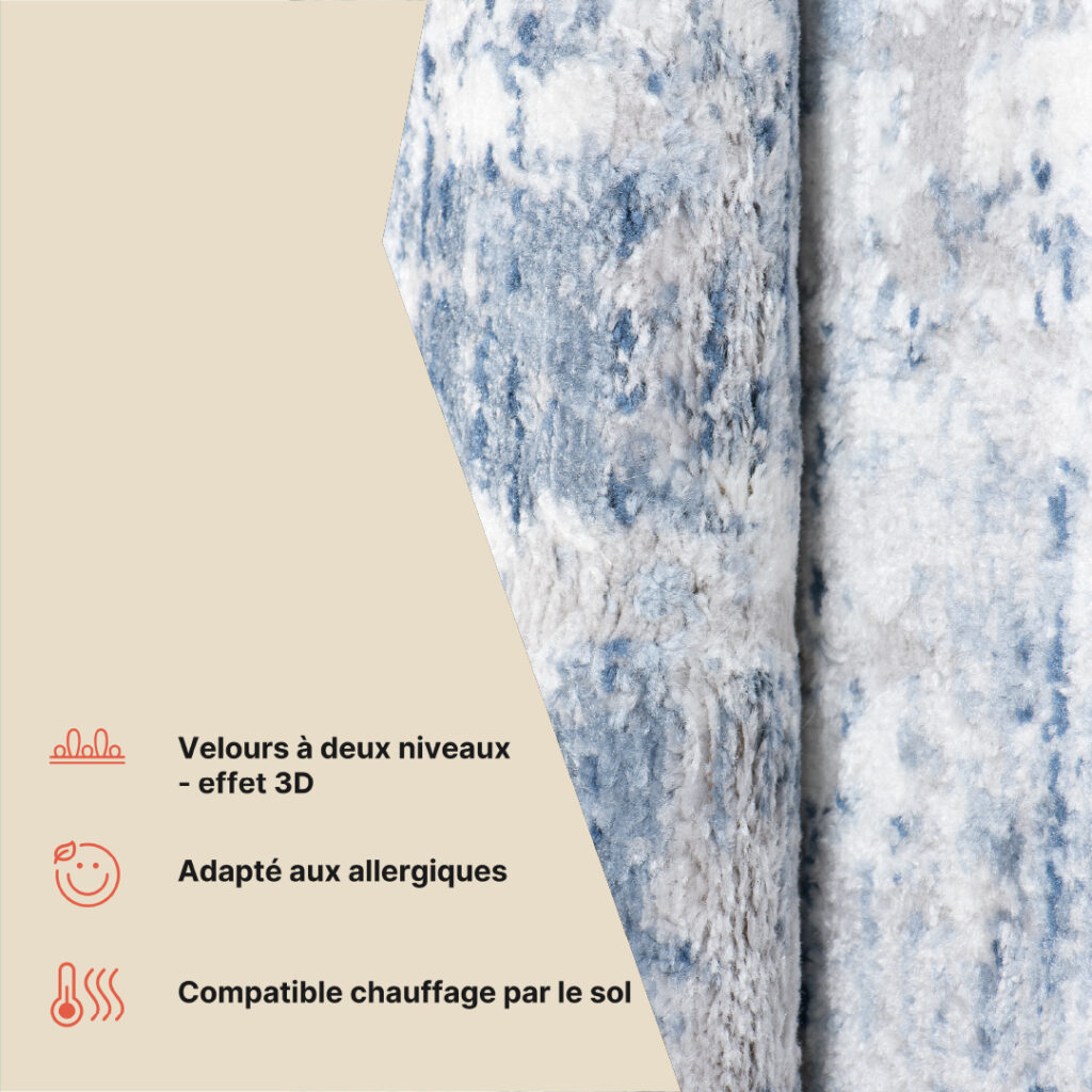 Tapis Sky Bleu Gris Abstrait Rayé